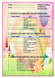 English Worksheet: Present simple vs Present progressive revision