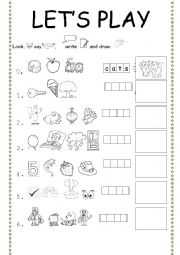 English Worksheet: Vocabulary practice (make words and draw) 