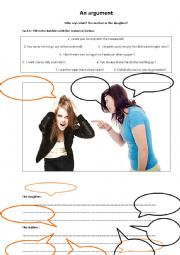 English Worksheet: Mother and daughter arguing