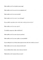 English Worksheet: second conditional -what would you do if