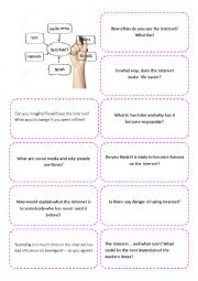 English Worksheet: The Internet - conversation cards