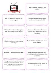 English Worksheet: Vlogging - conversational cards for your teenage students
