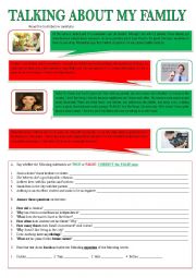 English Worksheet: TALKING ABOUT FAMILY