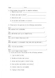 English Worksheet: Wh question
