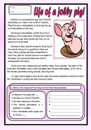 English Worksheet: Life of a jolly pig!