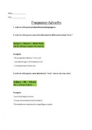 English Worksheet: FREQUENCY ADVERBS