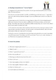 English Worksheet: Reading  Comprehension