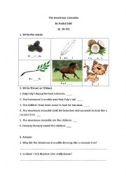 English Worksheet: The Enormous Crocodile (p.24-33)