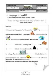 English Worksheet: End of Term test N 1 7th form