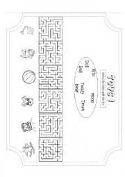 English Worksheet: Maze match about toys