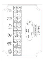 Maze match about toys