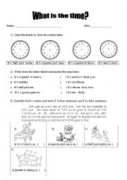 English Worksheet: What is the time?