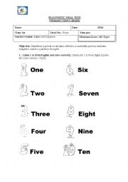 English Worksheet: first grade. diagnostic 