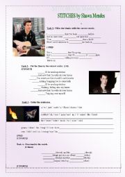 English Worksheet: Stitches by Shawn Mendes