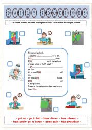 English Worksheet: daily routines