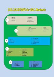 English Worksheet: collocations for BAC STUDENTS