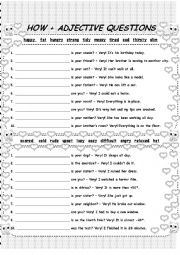 English Worksheet: How + Adjective Questions 2