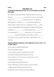 English Worksheet: The Wimpy Kid