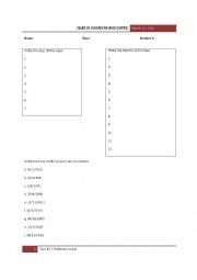 English Worksheet: Numbers and Dates Quiz