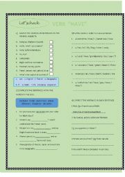 English Worksheet: VERB HAVE AND SCHOOL SUBJECTS