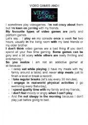 English Worksheet: Videogames and I