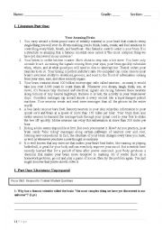 English Worksheet: stories with comprehension questions