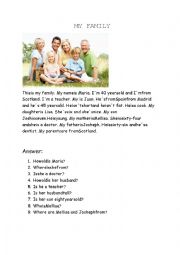 English Worksheet: My family