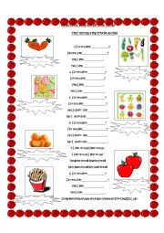 English Worksheet: The Healthy Food Song