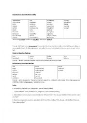 English Worksheet: Personality, feelings