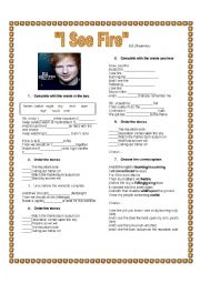 English Worksheet: I See Fire (Ed Sheeran)