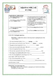 English Worksheet: participial adjectives (definition & exercises)