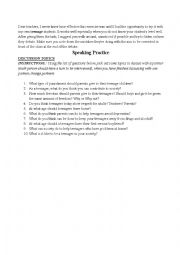 English Worksheet: Speaking Practice: Discussion Topics for Teens
