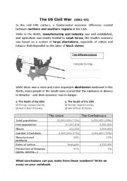 English Worksheet: The US Civil War