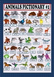 English Worksheet: Animals pictionary part 1