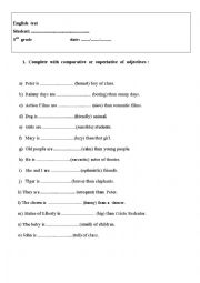English Worksheet: Comparative and superlative of adjectives