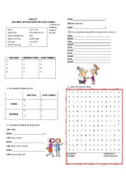 English Worksheet: Greetings, introductions and leave takings
