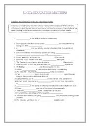 English Worksheet: education Matters vocabulary consolidation