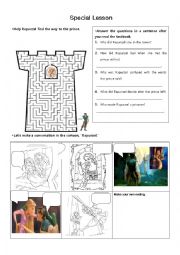 English Worksheet: Rapunzel Activities