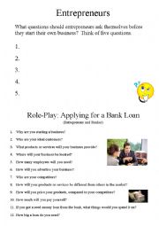 Entrepreneurs - Bank Loan Role-Play Handout