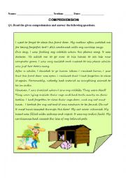 English Worksheet: Comprehension