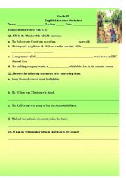 English Worksheet: Worksheet on Save the Forest (Novel by HQ. Mitchell)