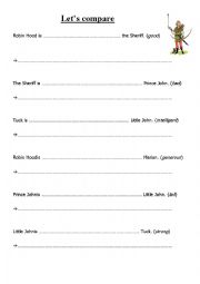 English Worksheet: Robin Hood - Comparative