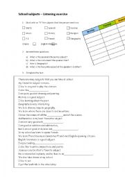 English Worksheet: Listening exercises - School subjects