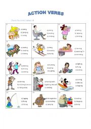 English Worksheet: Action Verbs