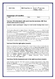 English Worksheet: mid-term test 2 for 4th formers