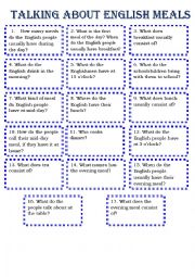 English Worksheet: Talking about English meals