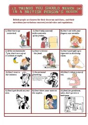 English Worksheet: 12 Things You Shouldn Never Do In a British House