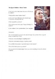 English Worksheet: The Age of Adaline Trailer