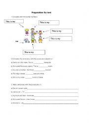 English Worksheet: Revision of to be and family members