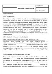English Worksheet: 4th form mid - term test n 3